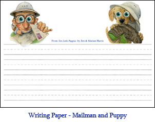 Lined Student Writing Paper – Mutt and Mailman (Dog Pictures from Ten Little Puppies)